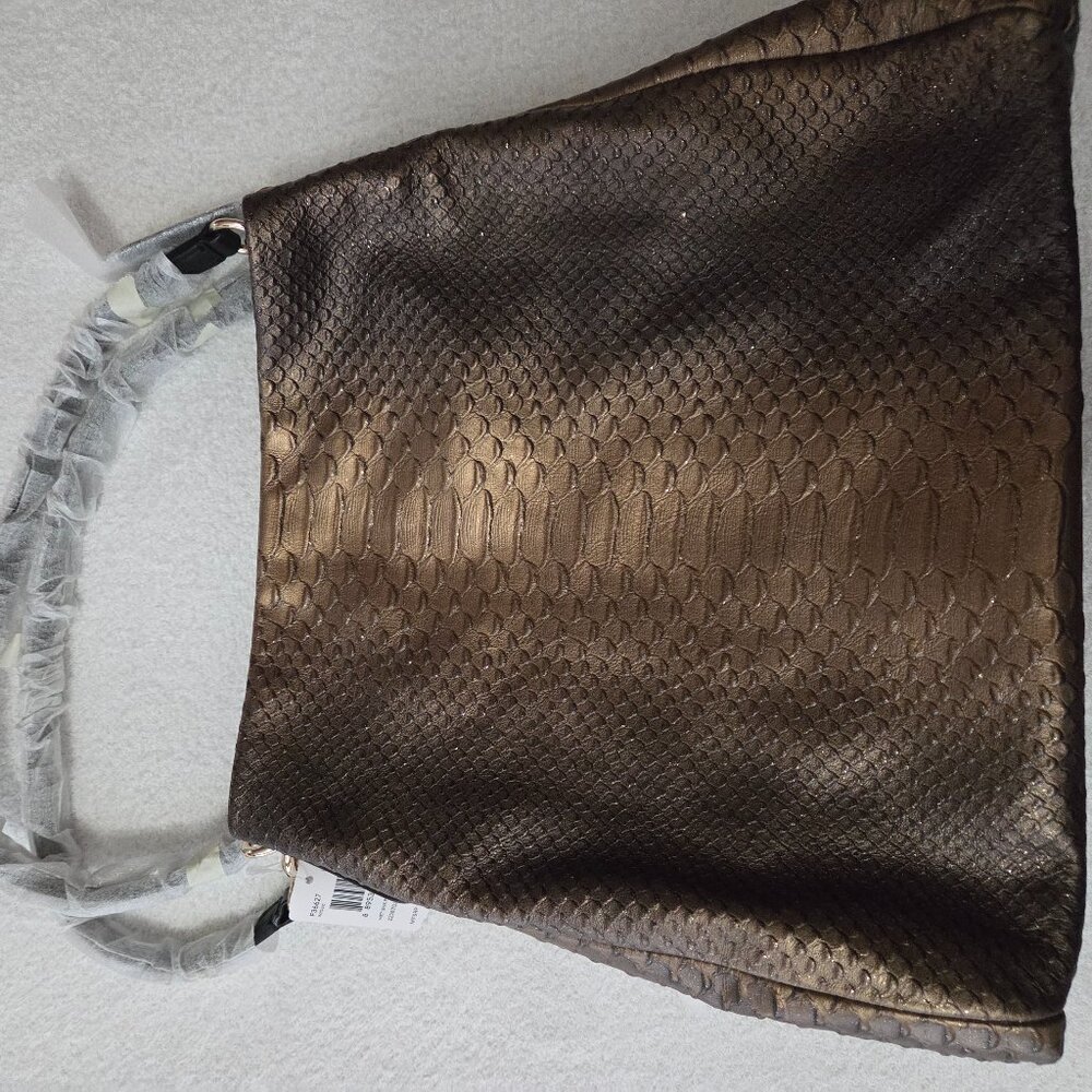 COACH phoebe shoulder bag in metallic snake embossed leather